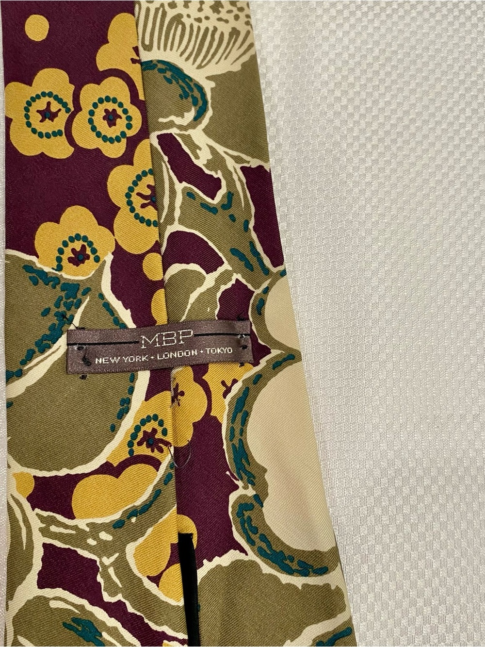 bp Floral Silk Tie in Burgundy, Olive & Yellow